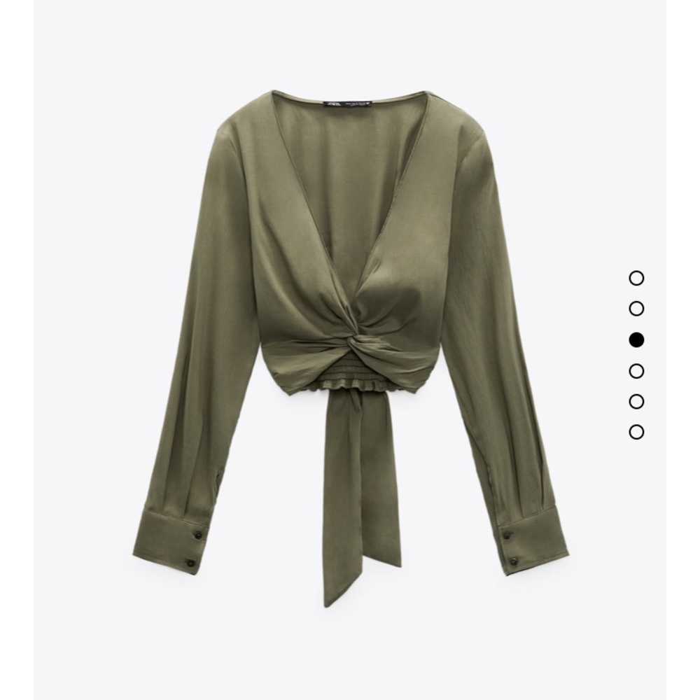 Zara green knotted crop top long sleeve size small